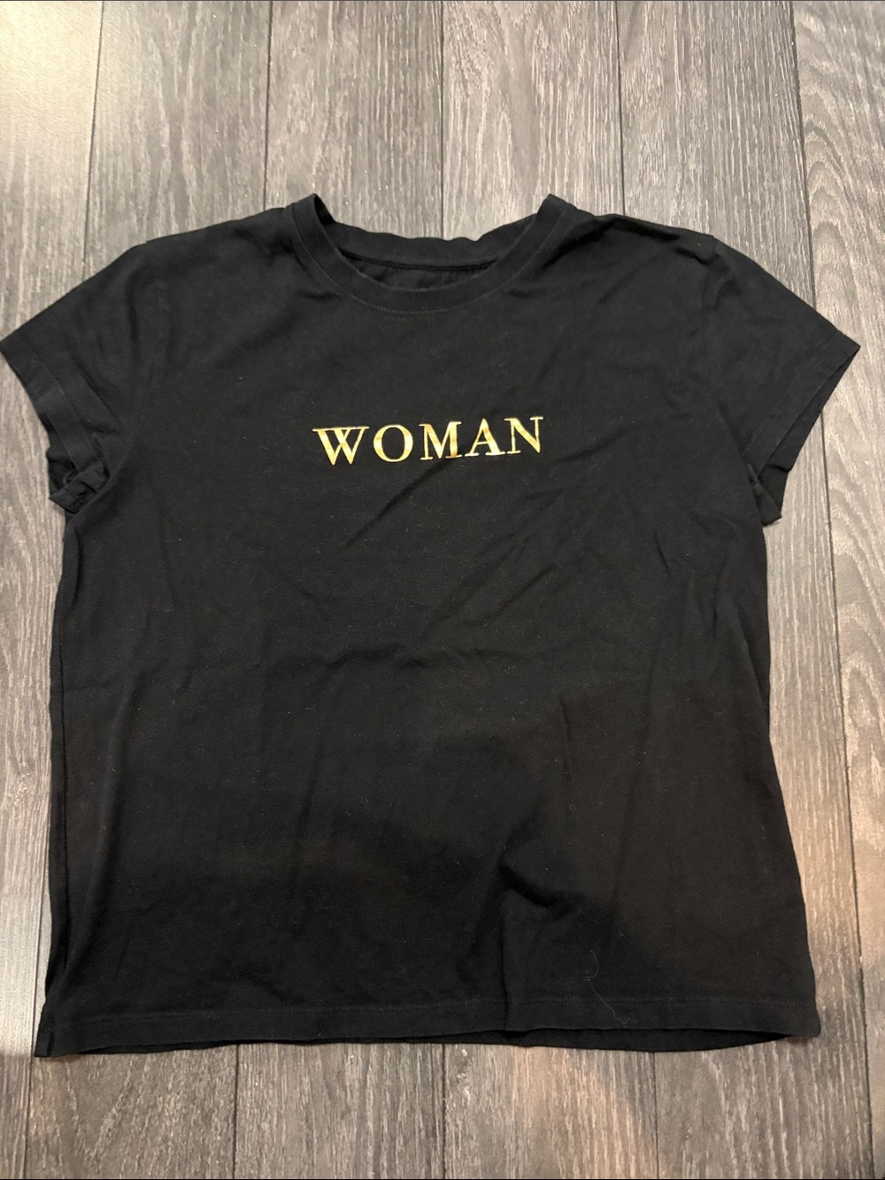 Zadig WOMAN Graphic Crewneck Tee - Black with Gold Lettering Medium